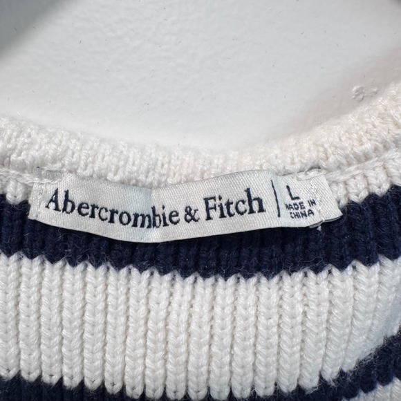 Abercrombie Fitch Striped Knit Button Front Vest Women Size L Navy White - Picture 4 of 9